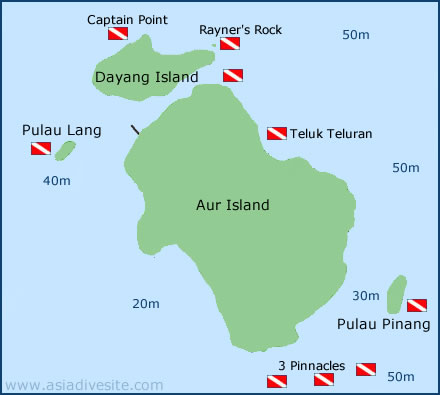 pulau aur dive sites
